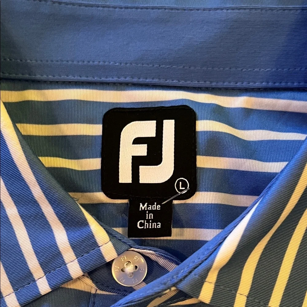 Men's FootJoy Blue Striped Polo Shirt​ - Picture 5 of 6